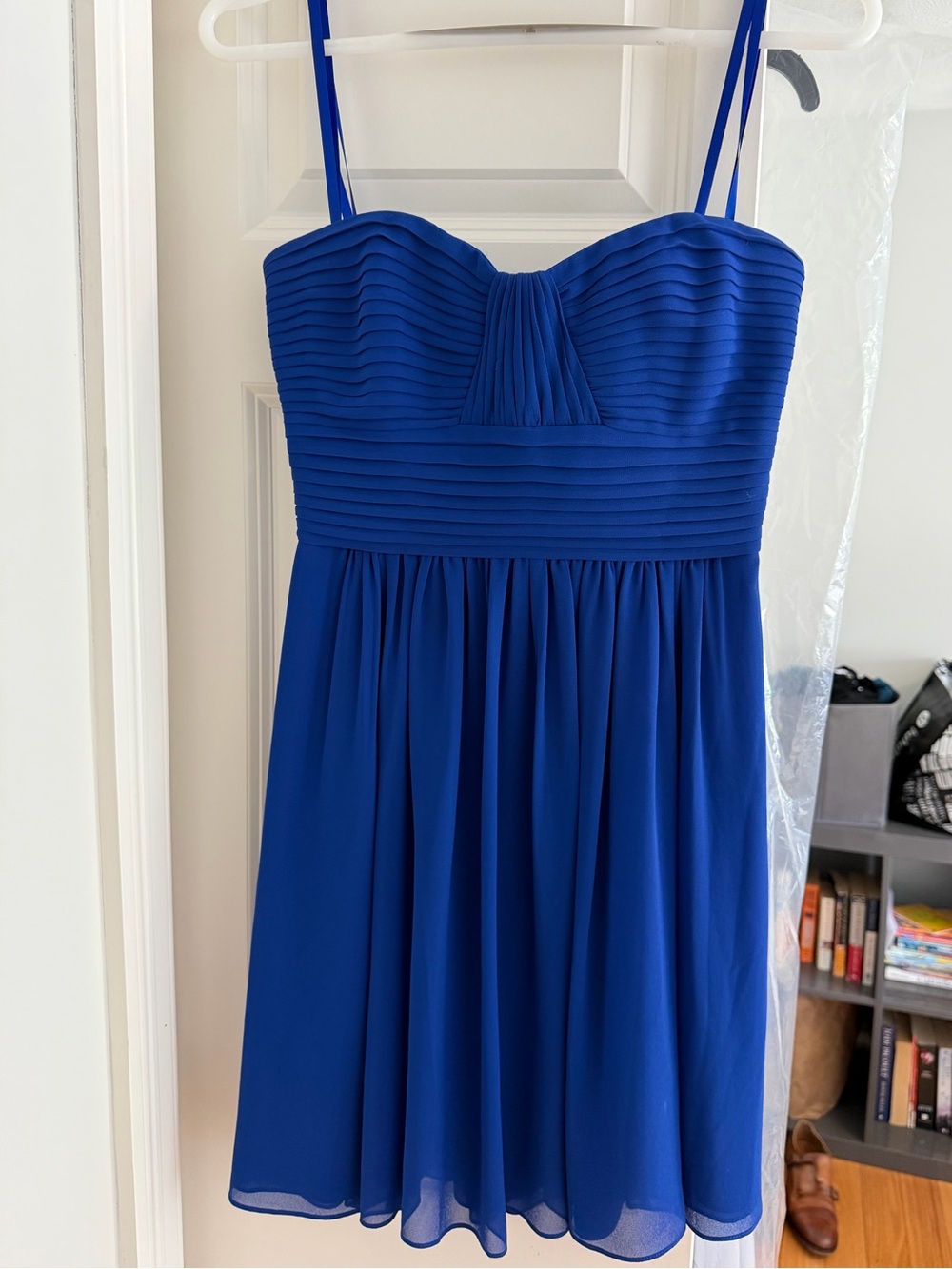 Royal Blue Strapless Chiffon Dress